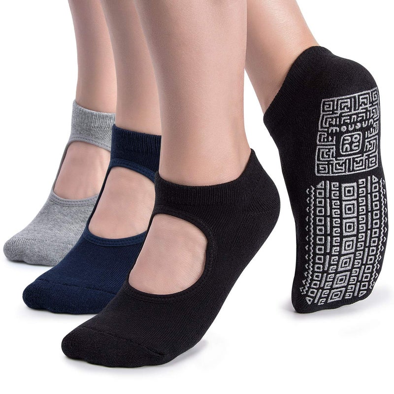 unenow Non Slip Grip Yoga Socks for Women with Cushion for Pilates, Barre, Dance - Image 1